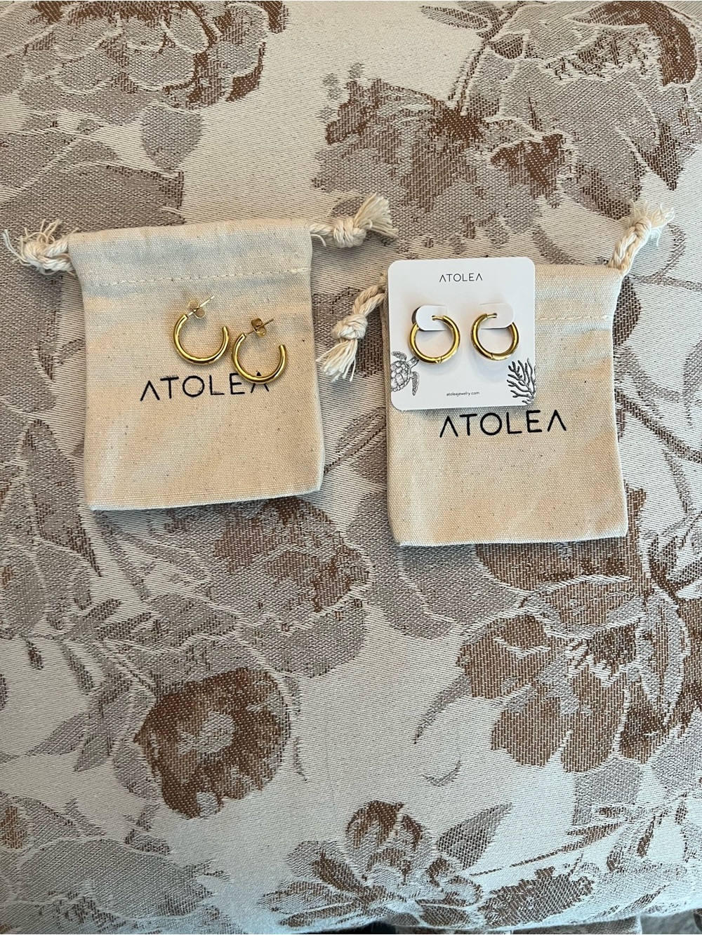 NWOT Atolea Gold Hoop Earrings Bundle (2 Pairs) — Waterproof 18K Gold Plated